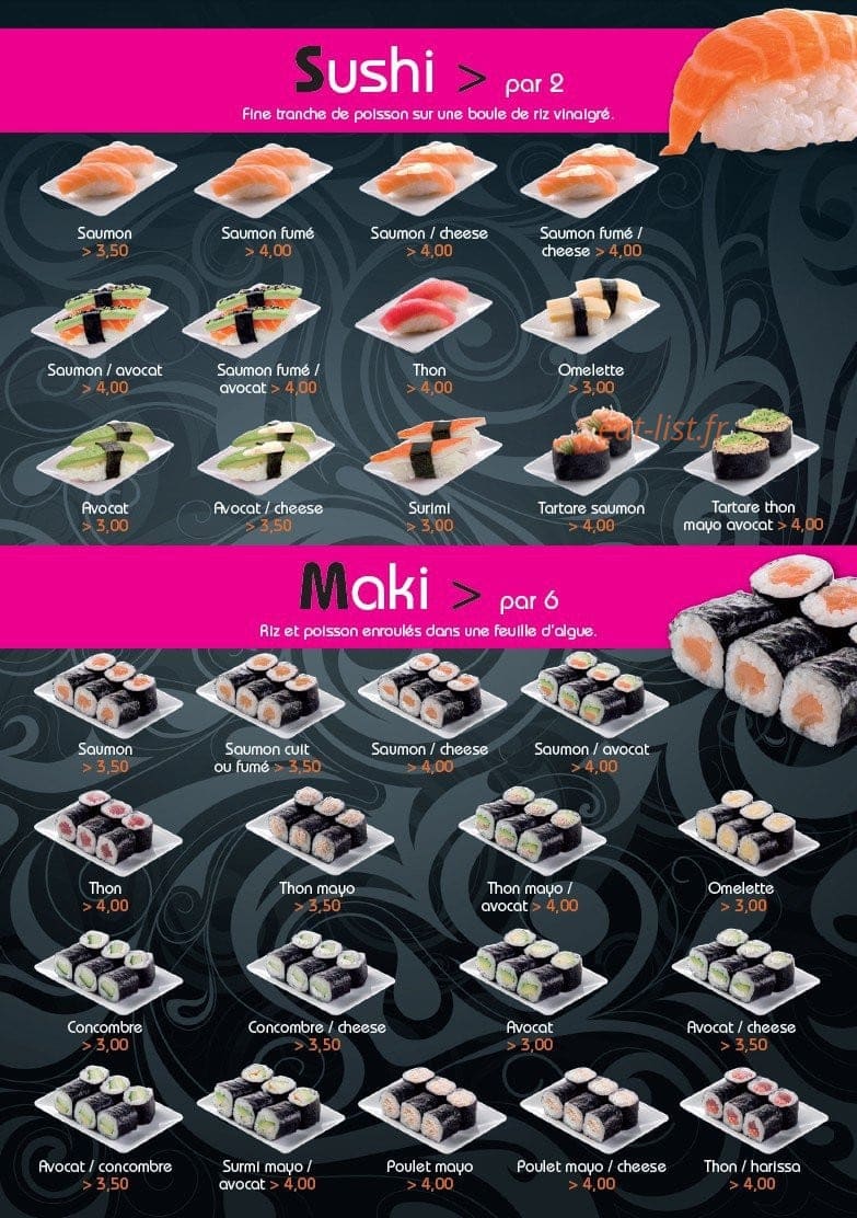 Carte et menu de Sushi Best à Epinay sur Seine — Les Sushis et makis