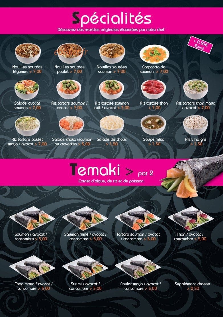 Carte et menu de Sushi Best à Epinay sur Seine — Les spécialités et temaki