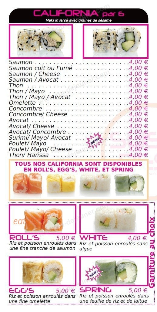 Carte et menu de Sushi Best à Epinay sur Seine — Les california et rolls à la carte