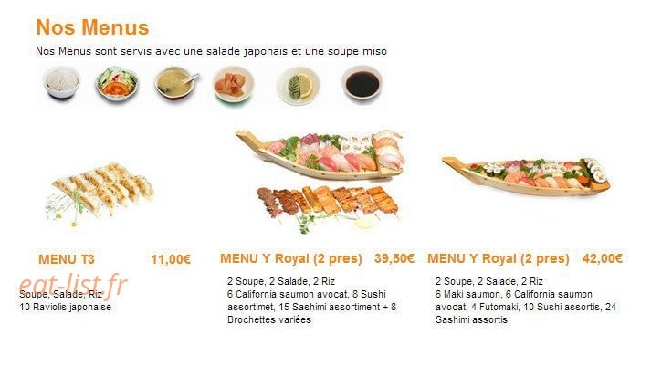 Carte et menu de Sushi Sushi à Epinay sur Seine — Les menus bateaux