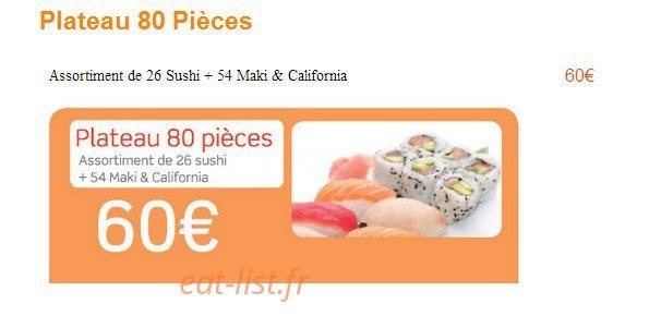 Carte et menu de Sushi Sushi à Epinay sur Seine — Les plateaux