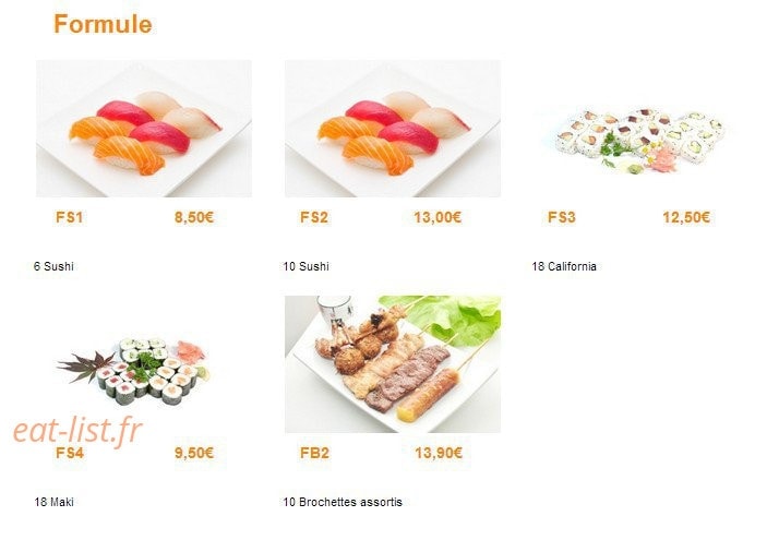 Carte et menu de Sushi Sushi à Epinay sur Seine — Les formules