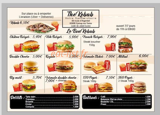 The Kebab — carte page 2