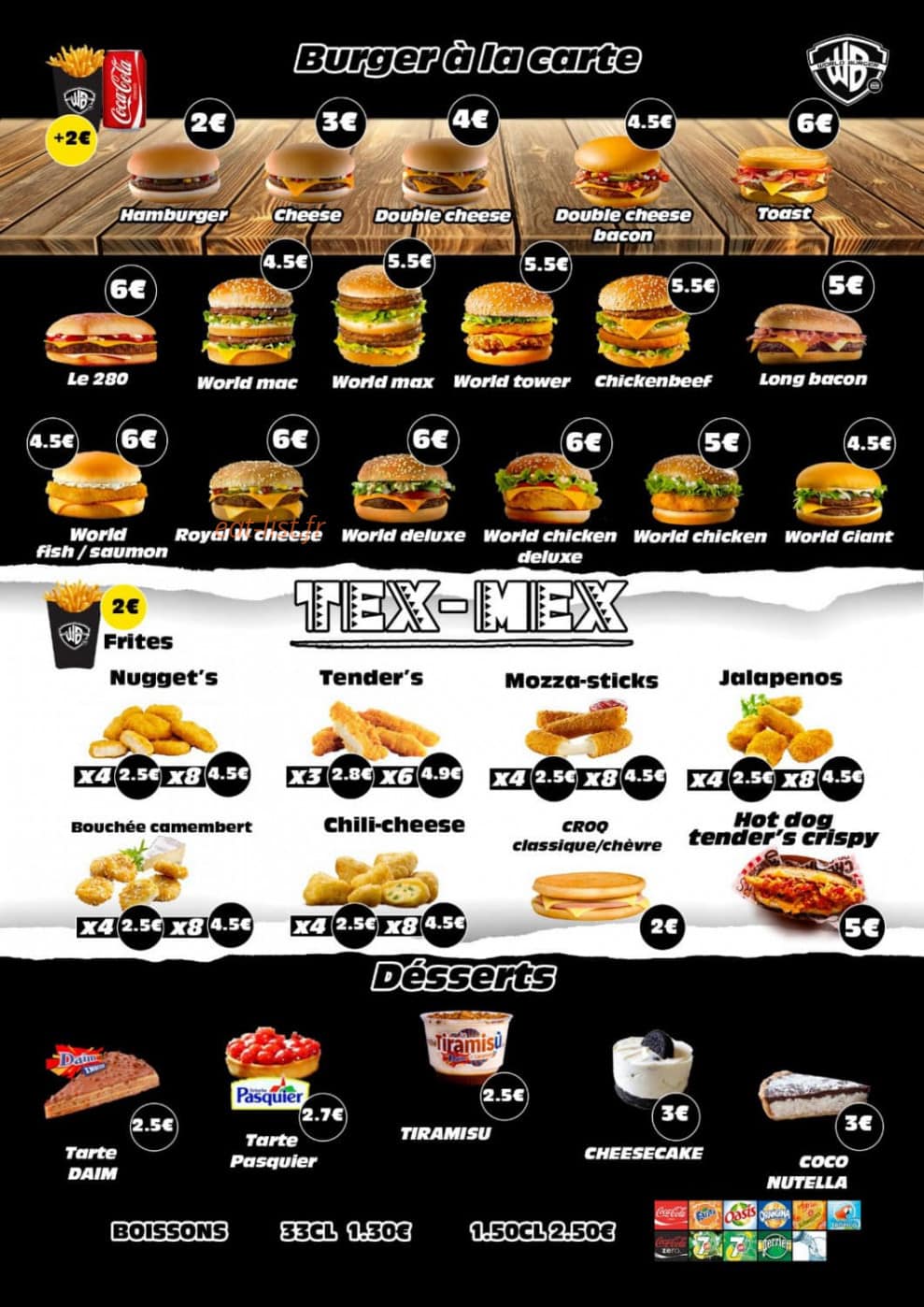 World Burger — carte page 2