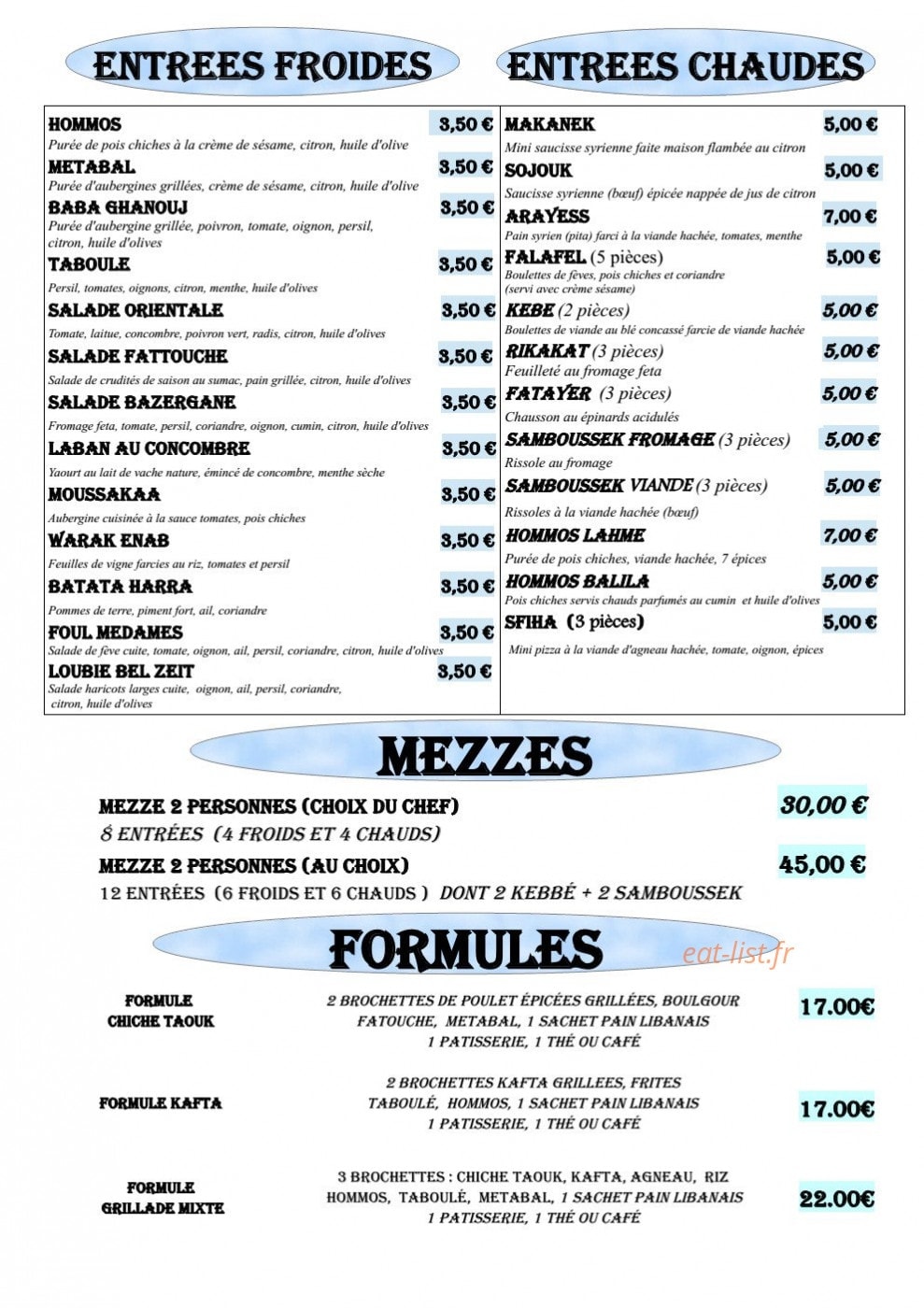 Ali baba et les 40 plats — carte page 1