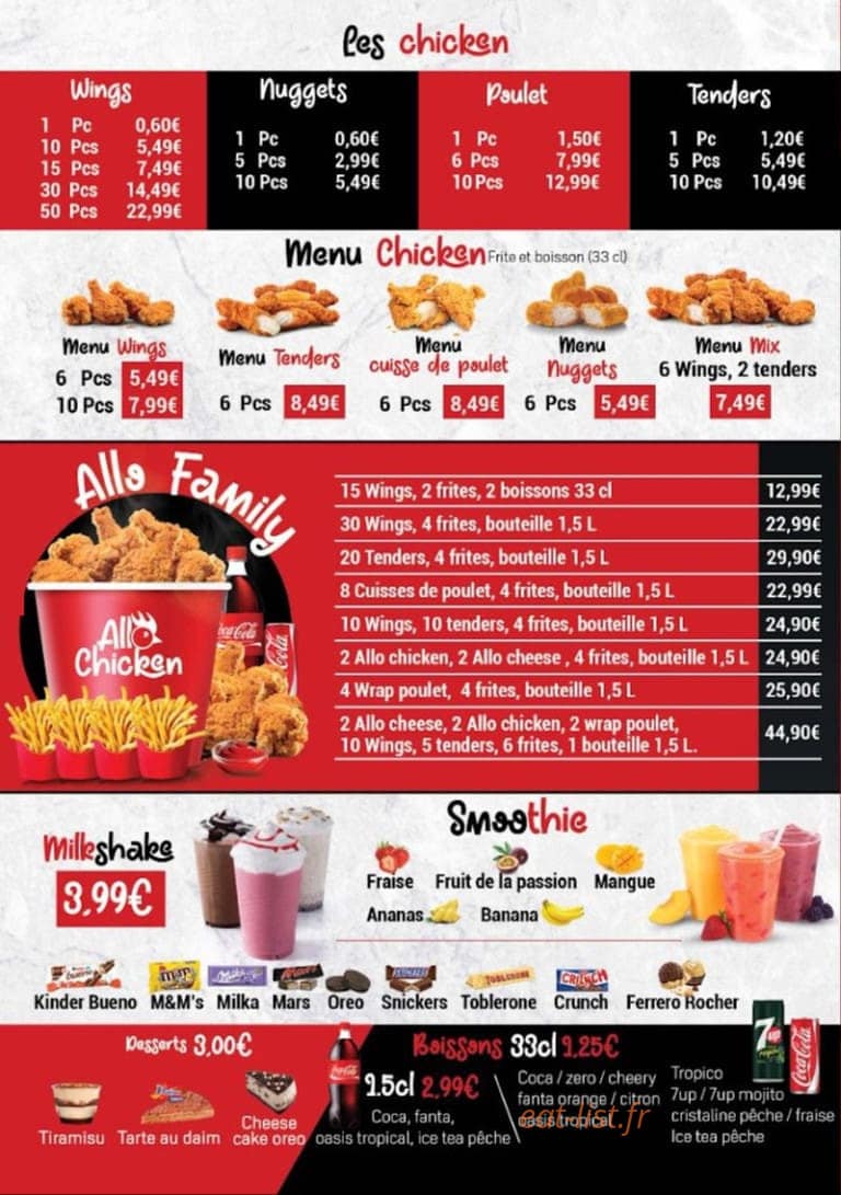 Allo Chicken — carte page 4