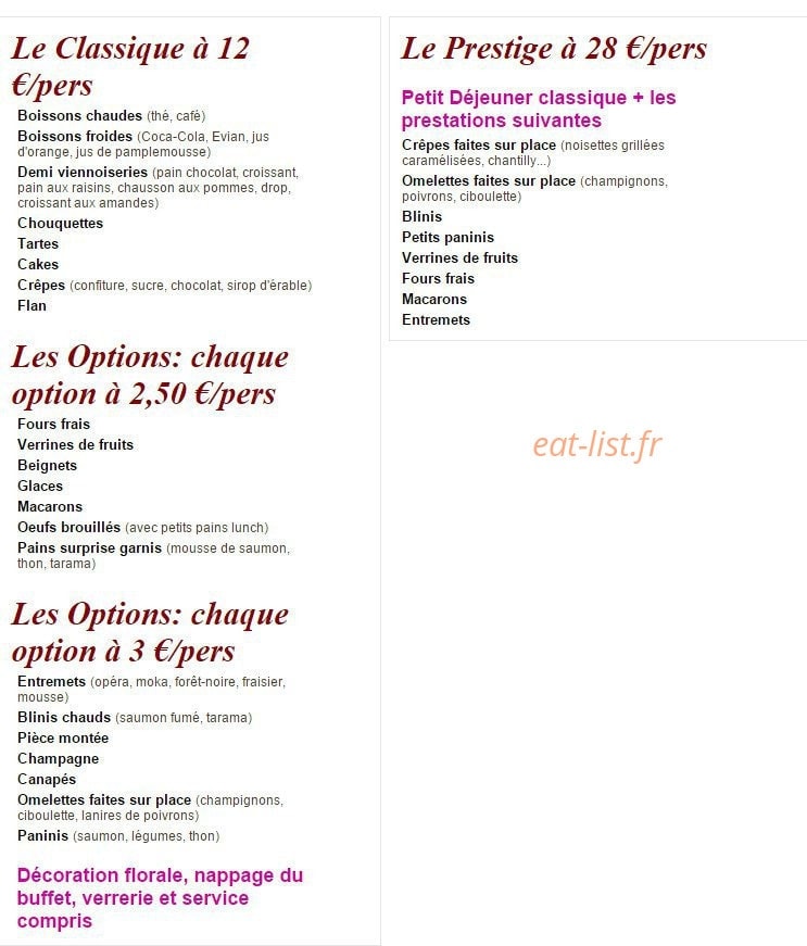Caprices et Délices — carte page 1