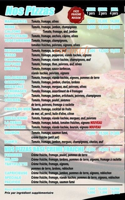 Djam's Food — carte page 2