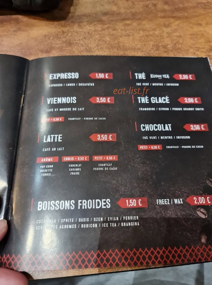 Carte et menu de Factory's à Creteil — Boissons