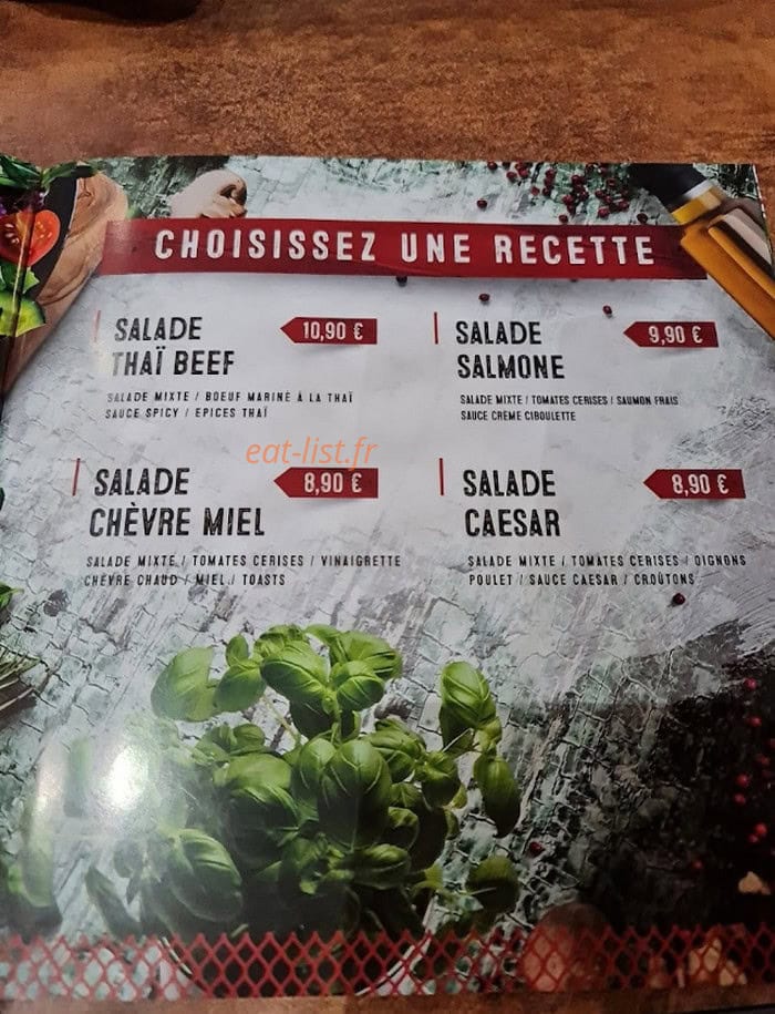 Carte et menu de Factory's à Creteil — recette