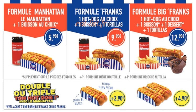 Franks Hot Dog — carte page 1