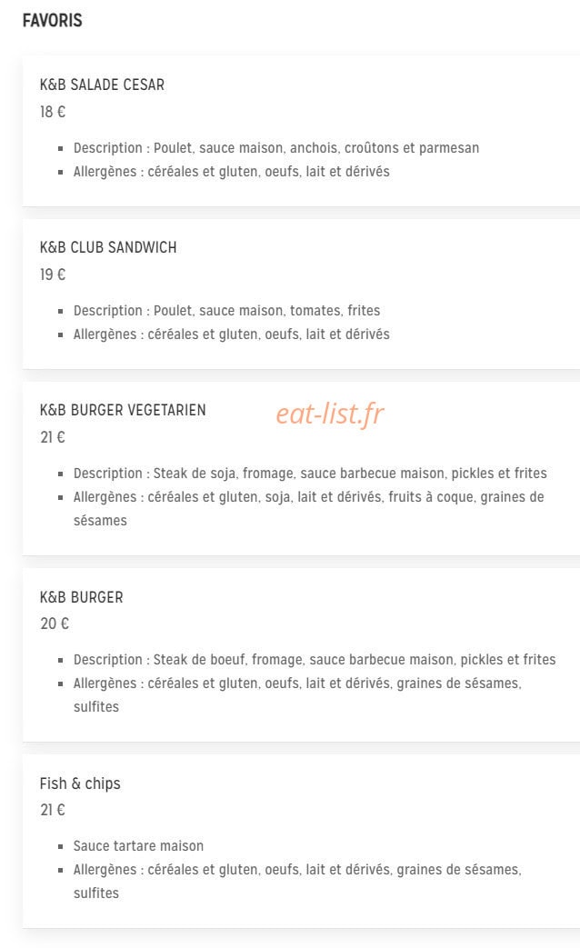 Kitchen & Bar — carte page 4