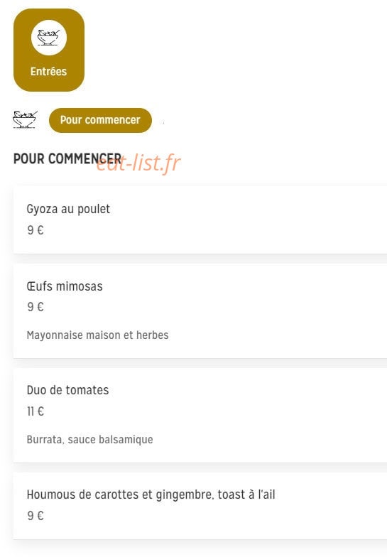 Kitchen & Bar — carte page 1