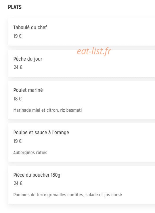 Kitchen & Bar — carte page 3