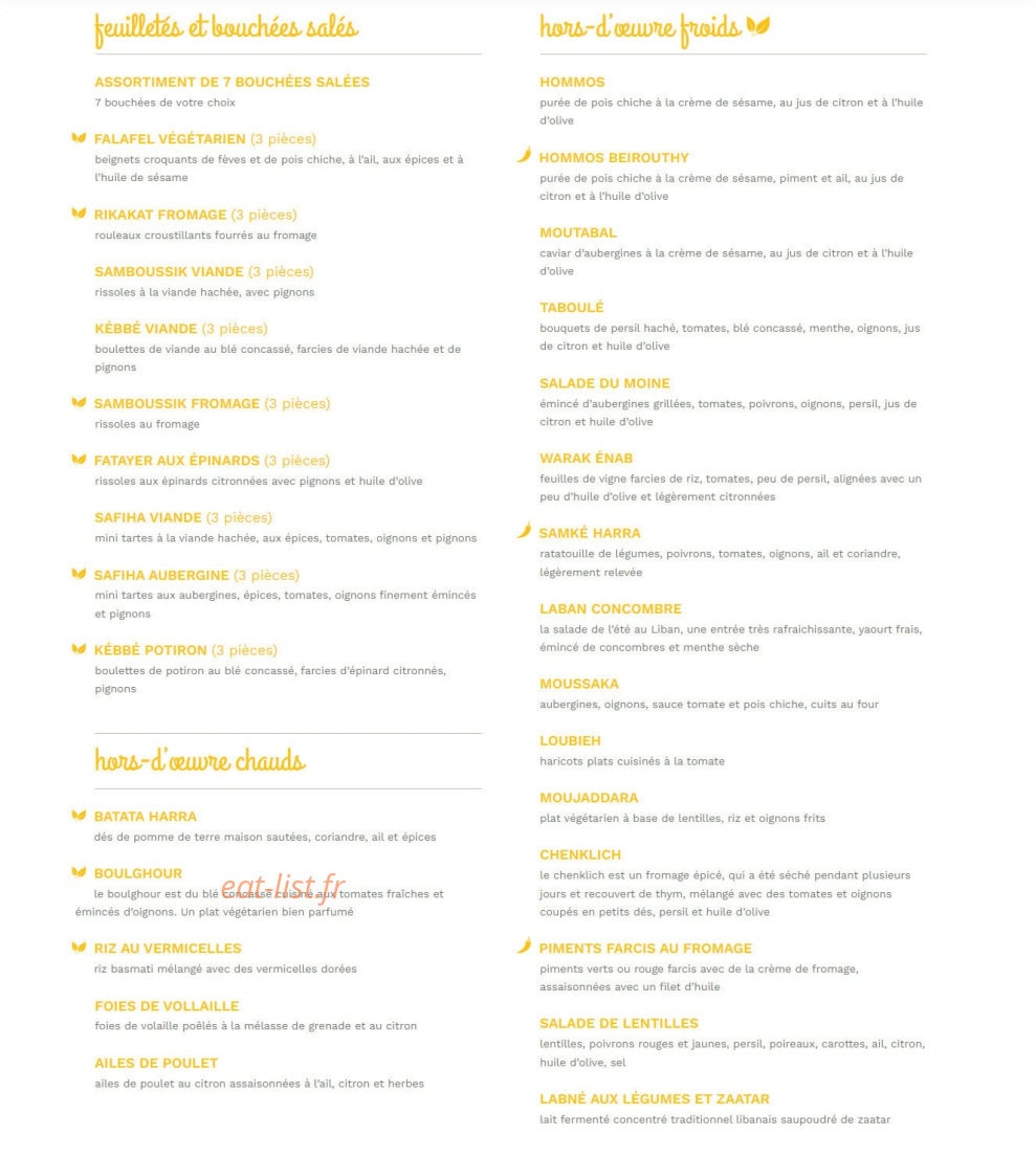 La Cantine Libanaise — carte page 1