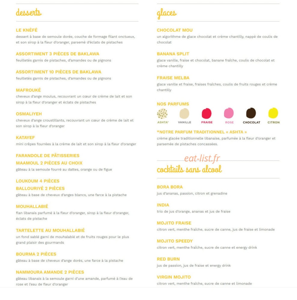 La Cantine Libanaise — carte page 4