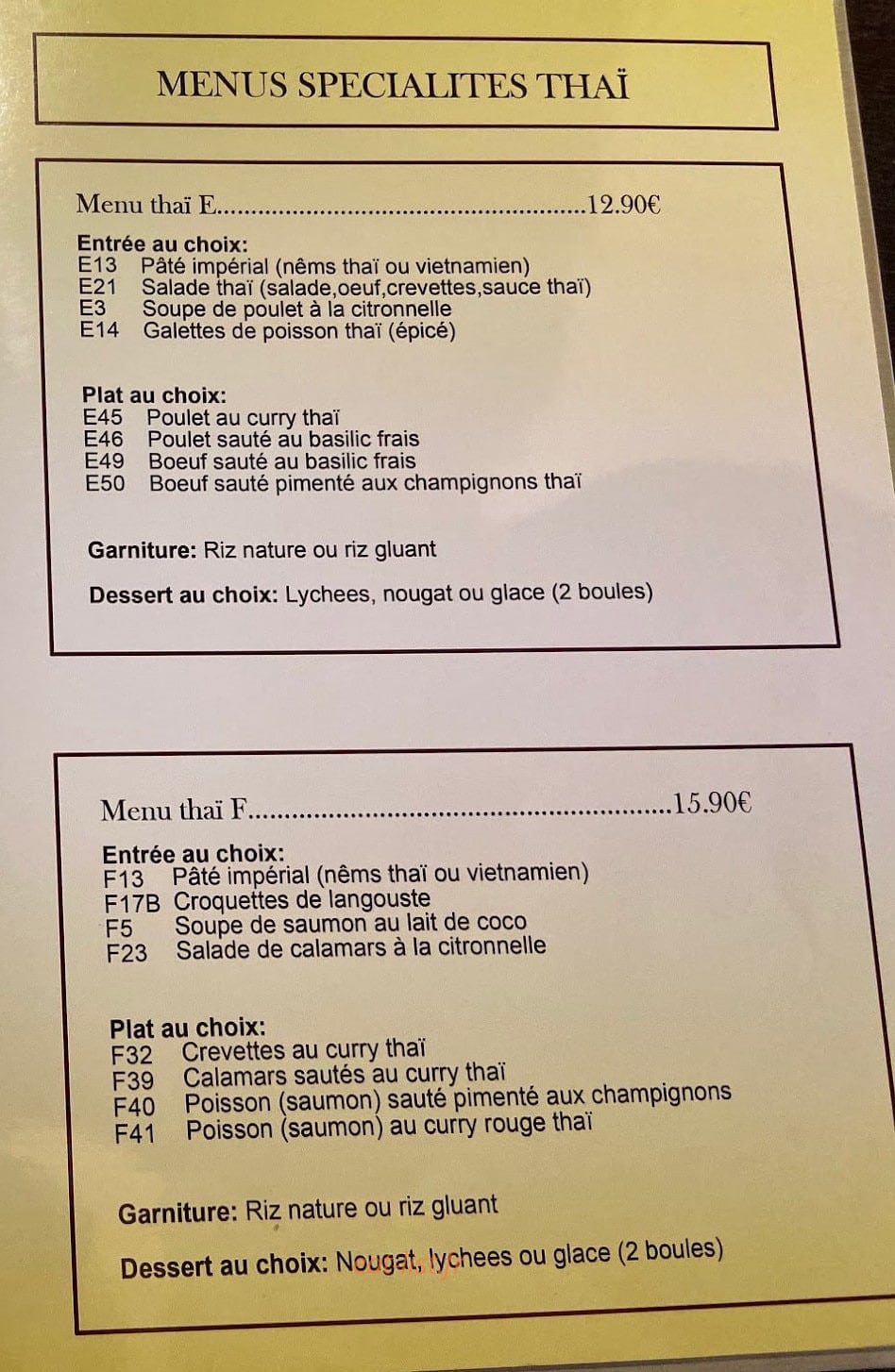Le Bonheur Thaï — carte page 8
