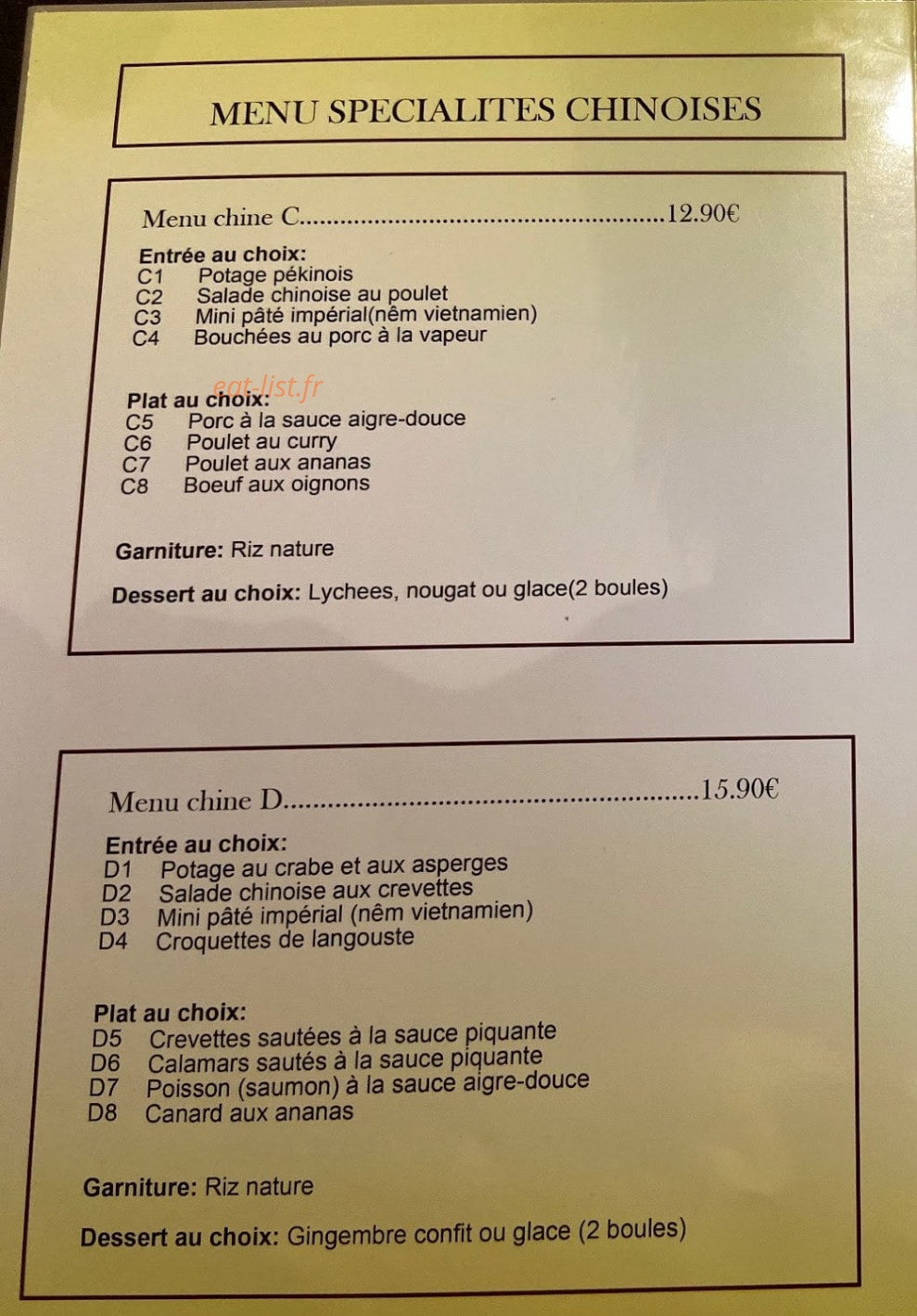 Le Bonheur Thaï — carte page 1
