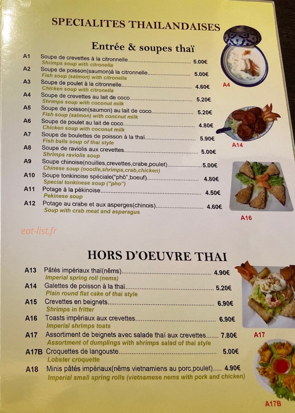 Le Bonheur Thaï — carte page 4