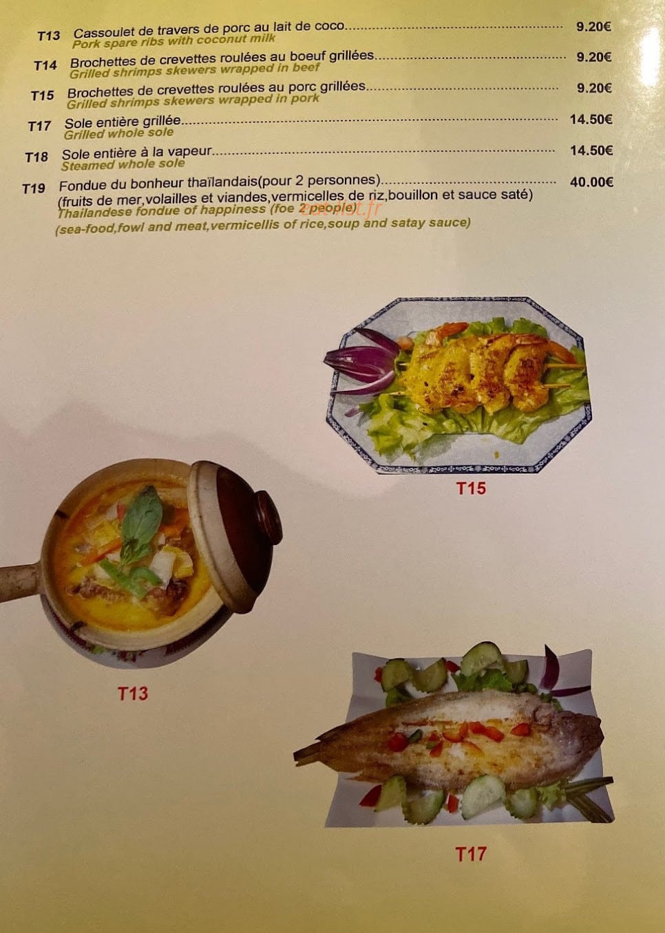 Le Bonheur Thaï — carte page 7