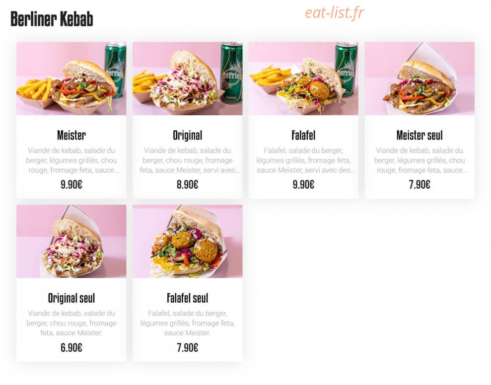 Meister berliner kebap — carte page 1
