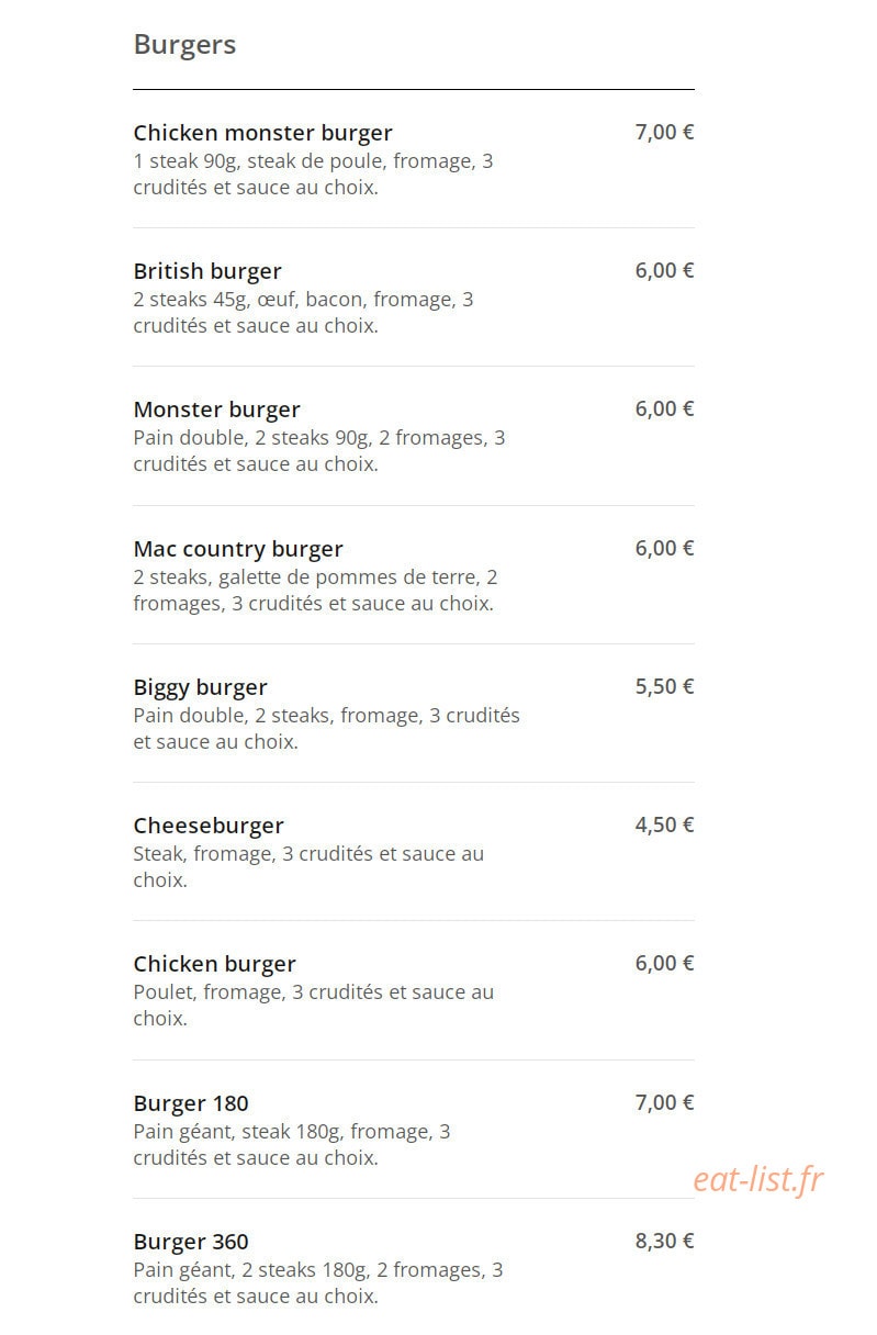 Oklm Burger — carte page 9