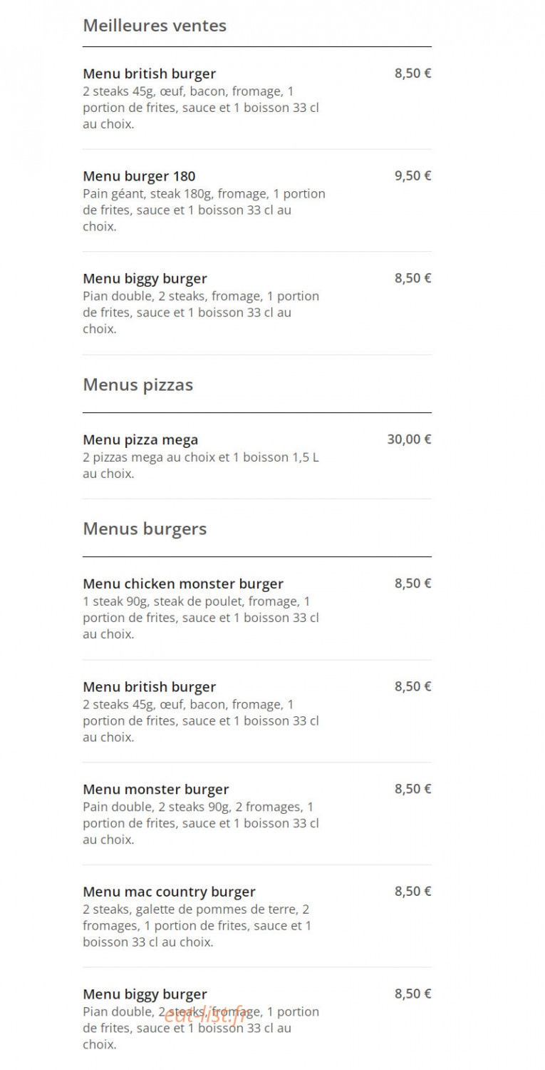 Oklm Burger — carte page 1