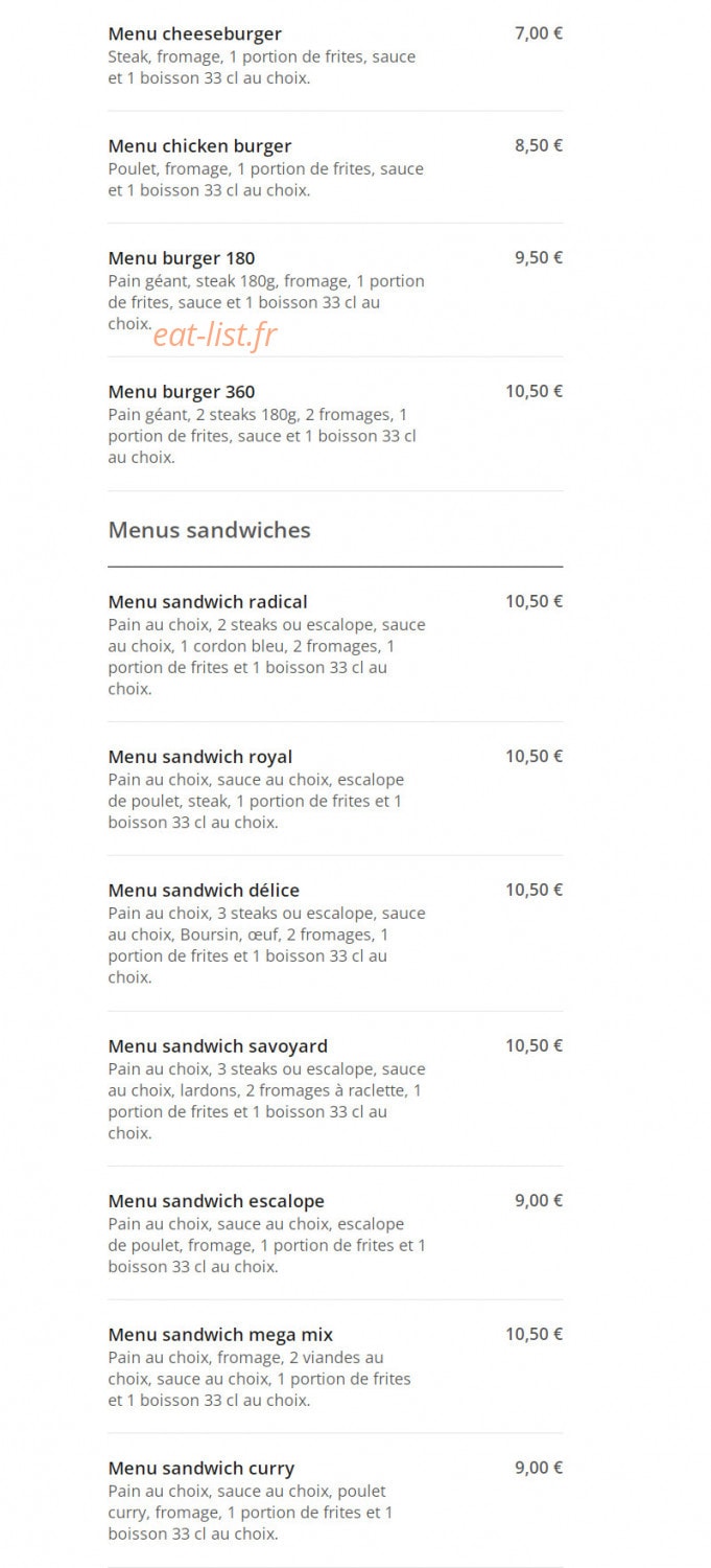 Oklm Burger — carte page 2