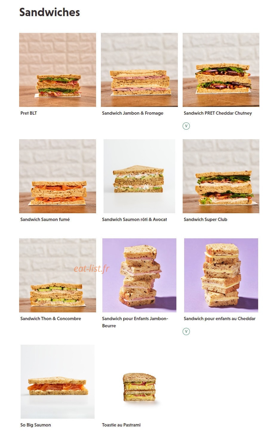 Prêt a manger — carte page 6