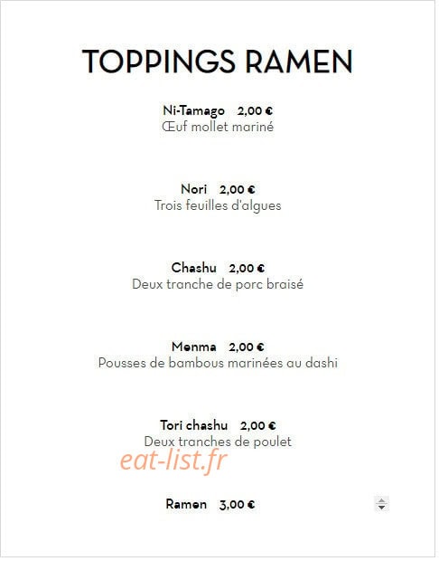 Sola Ramen — carte page 2