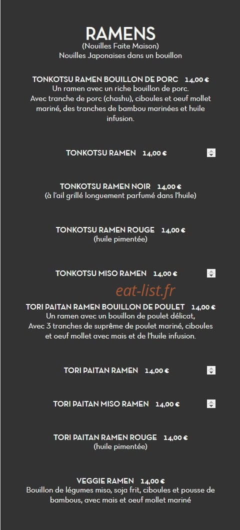 Sola Ramen — carte page 1