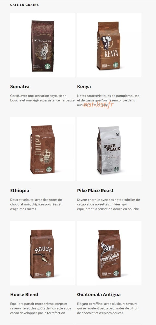 Starbucks Coffee — carte page 30