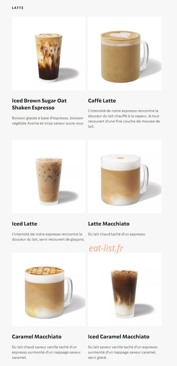 Starbucks Coffee — carte page 3