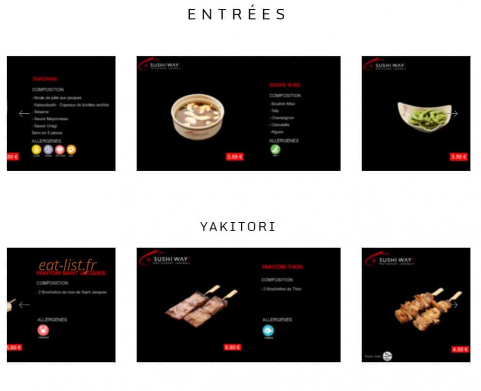 Sushi Way — carte page 1