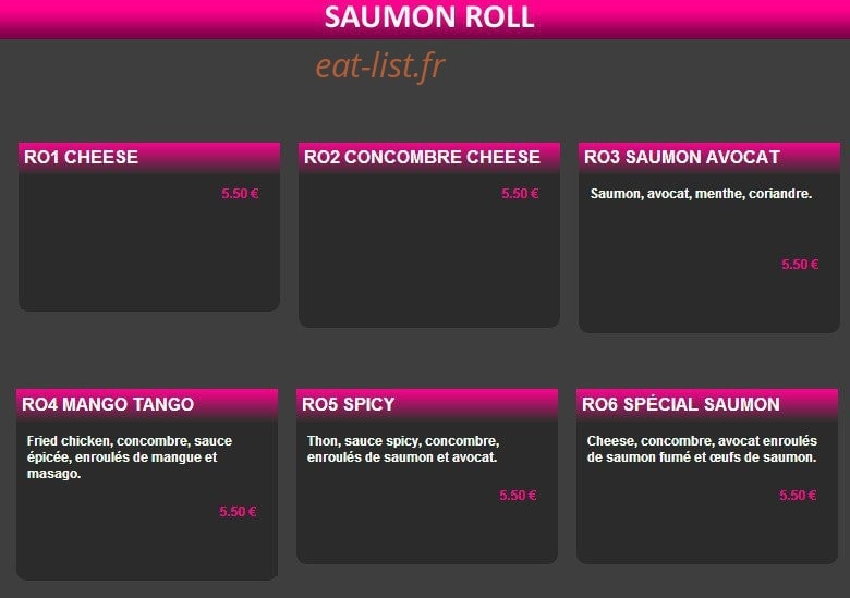 Sushi Web — carte page 18