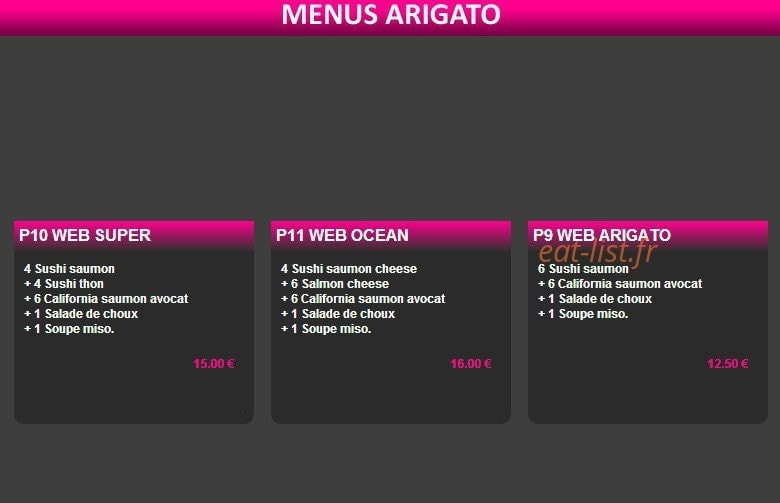Sushi Web — carte page 2