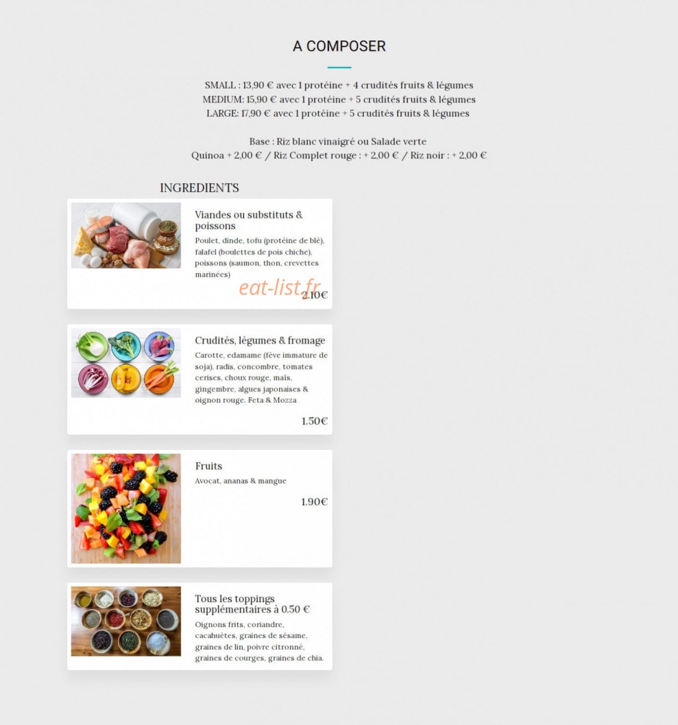 Carte et menu de Aloha Spirit à Saint Maur des Fosses — Poké bowl personnalisé