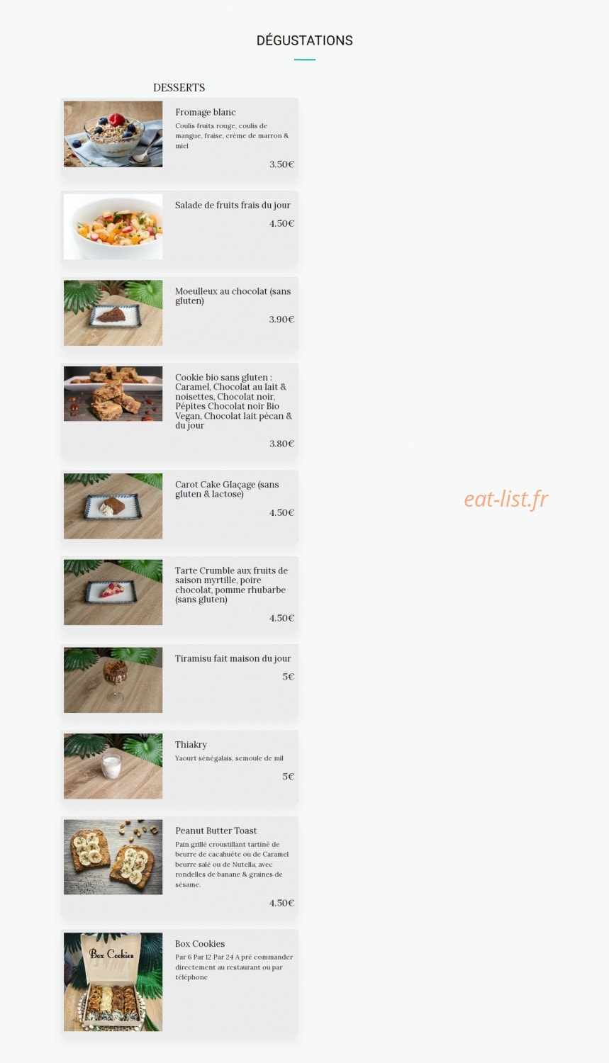 Carte et menu de Aloha Spirit à Saint Maur des Fosses — Les desserts