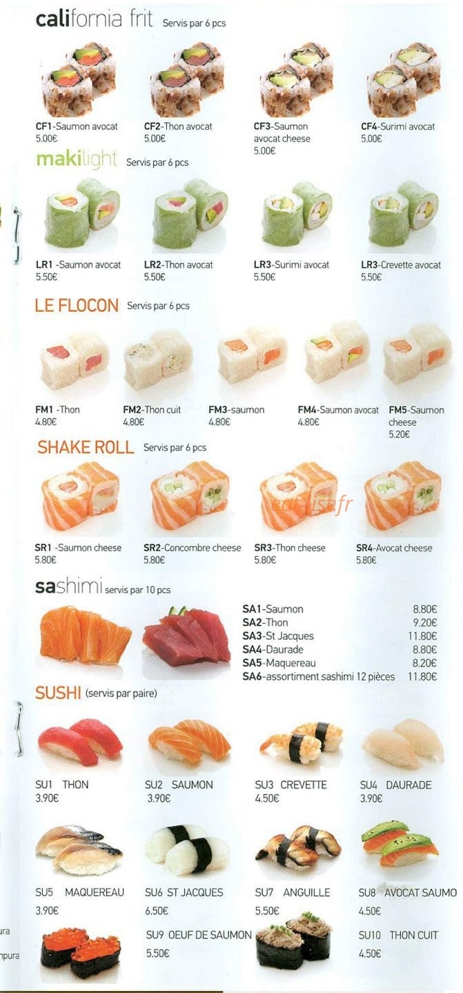 Carte et menu de Au Comptoir d'Asie à Saint Maur des Fosses — Les menus chirashi