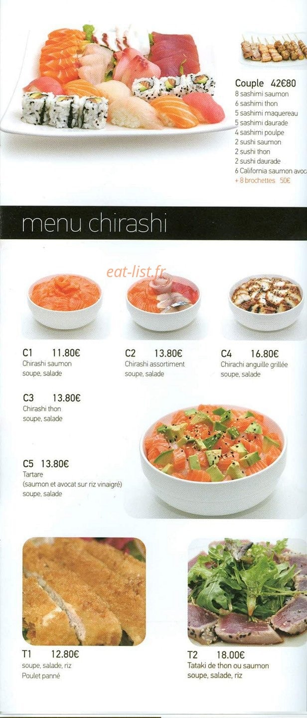 Carte et menu de Au Comptoir d'Asie à Saint Maur des Fosses — Les menus chirashi suite