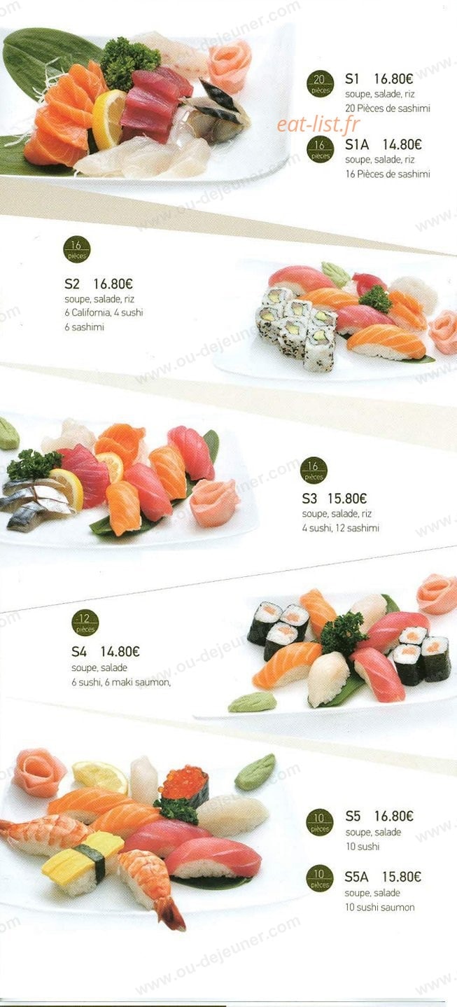 Carte et menu de Au Comptoir d'Asie à Saint Maur des Fosses — Les menus chirashi