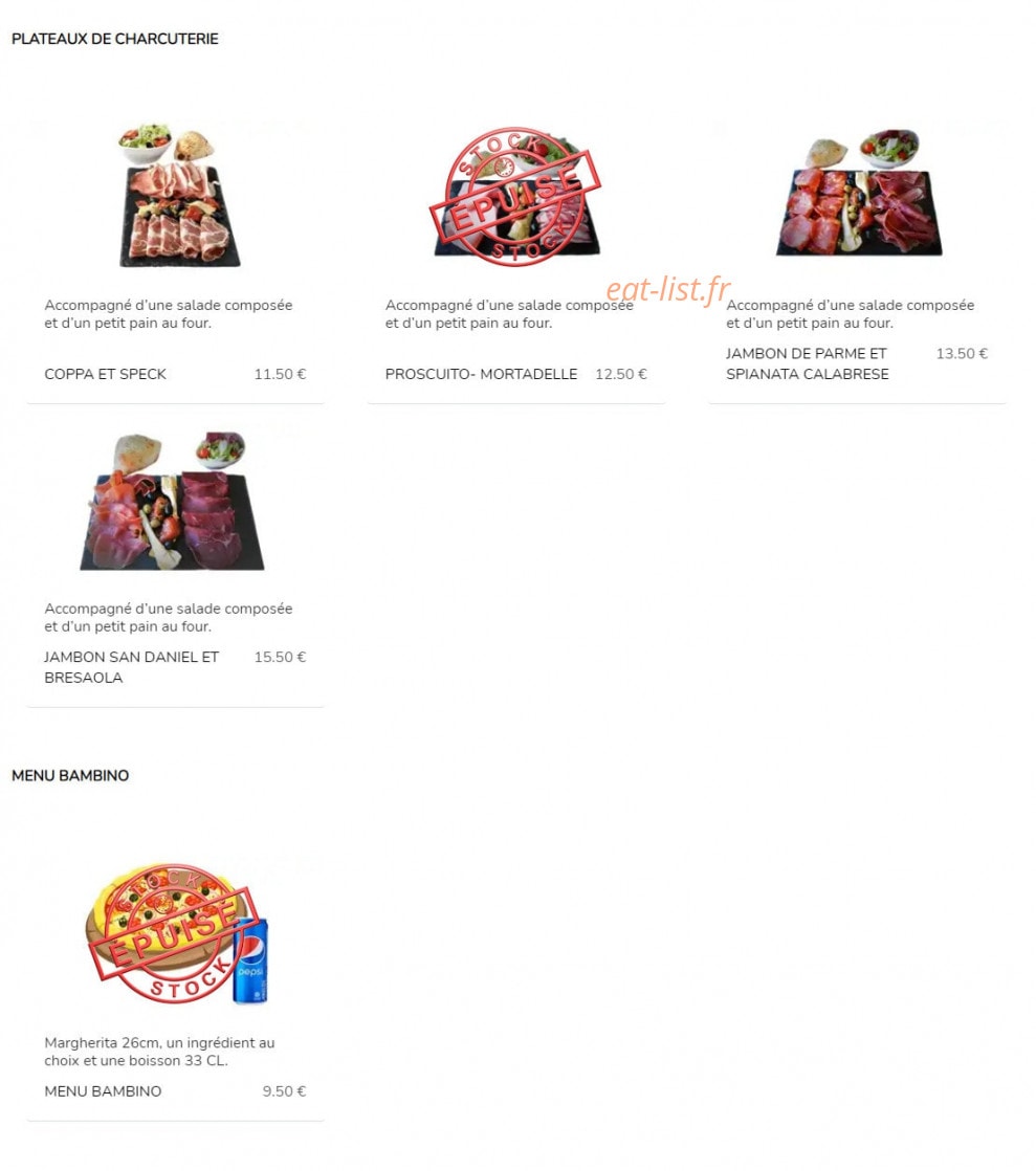 Au four à Pizza — carte page 4