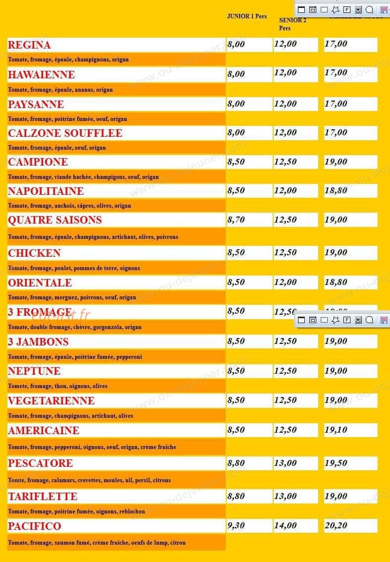 Bella Pizza — carte page 7