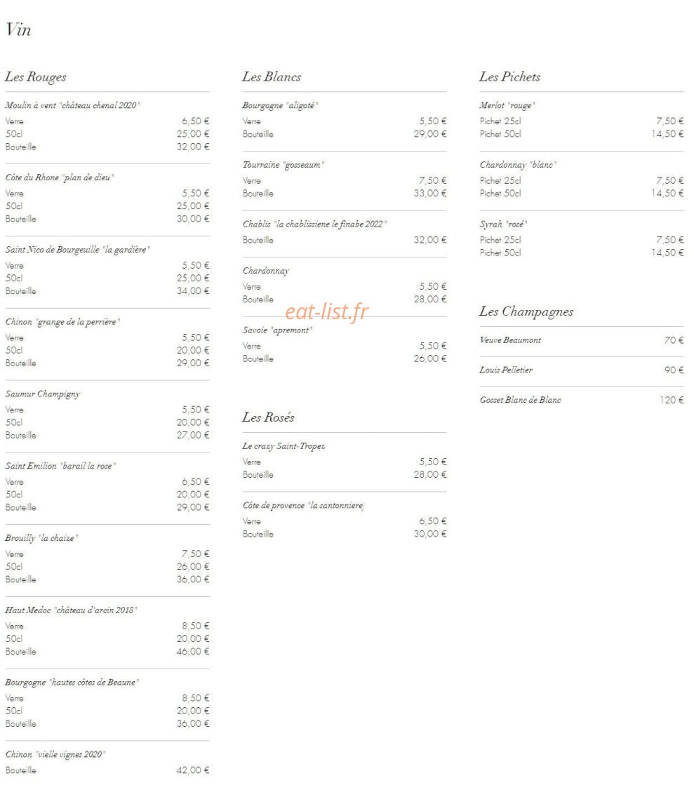 Bellechasse Café — carte page 2