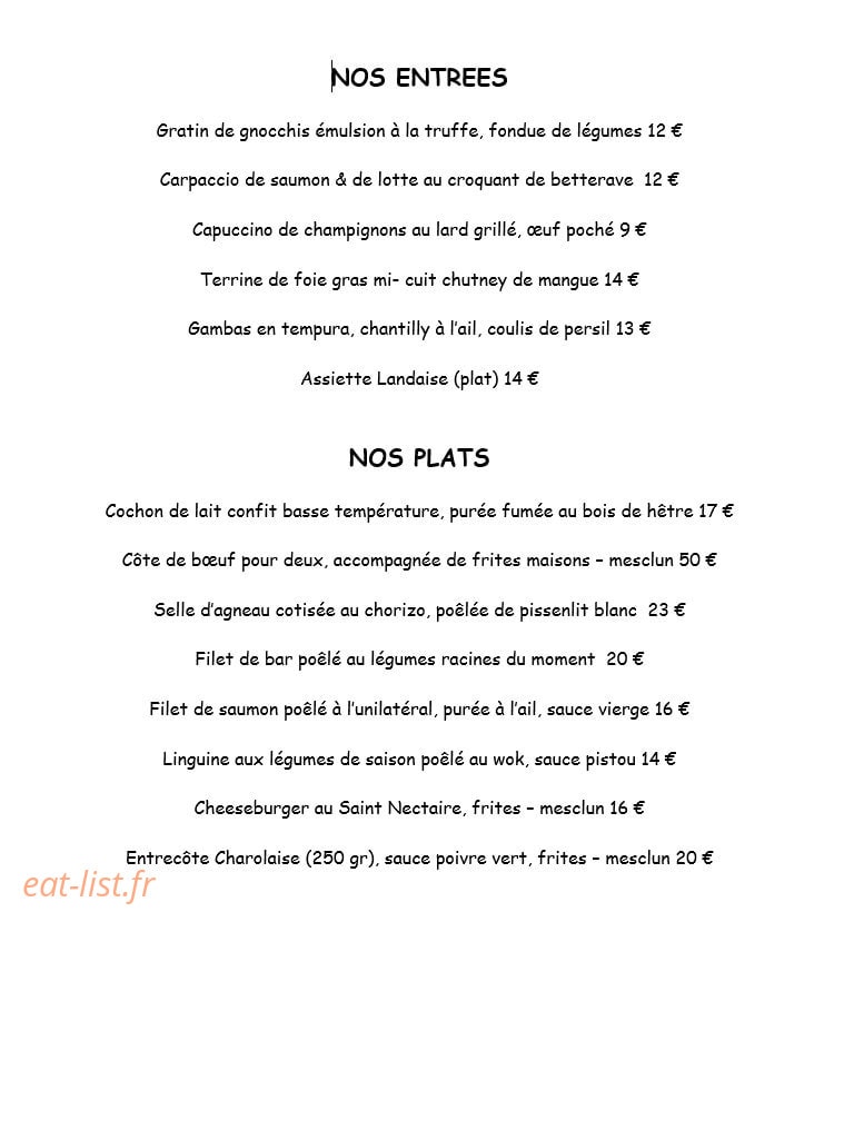 Café Gourmand — carte page 1