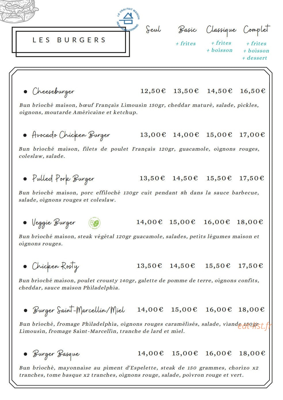 Cantine Bel Appétit — carte page 3