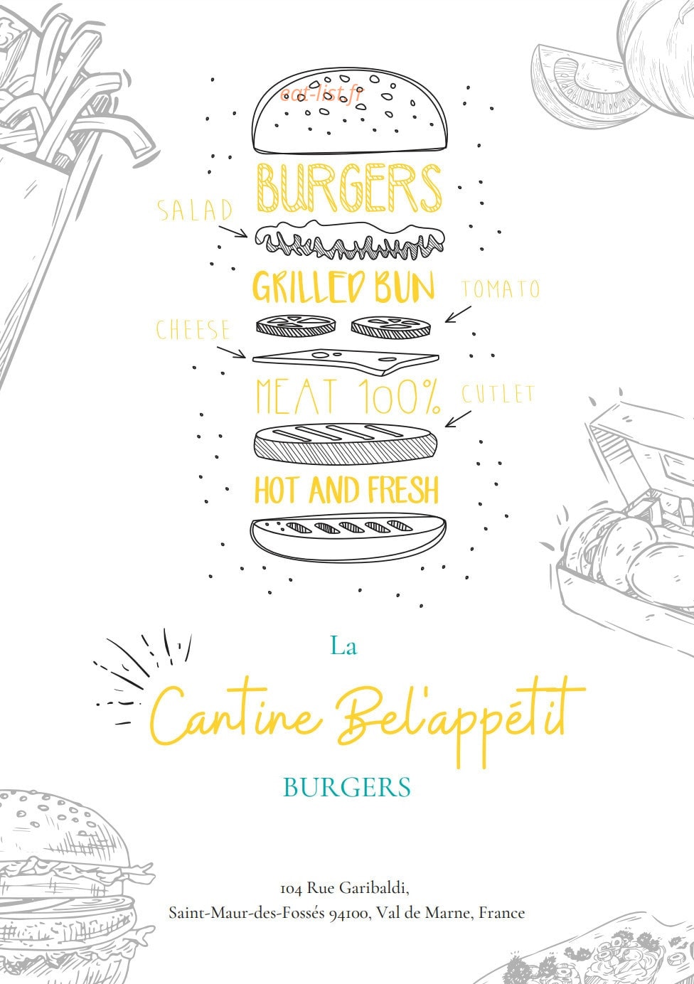 Cantine Bel Appétit — carte page 1