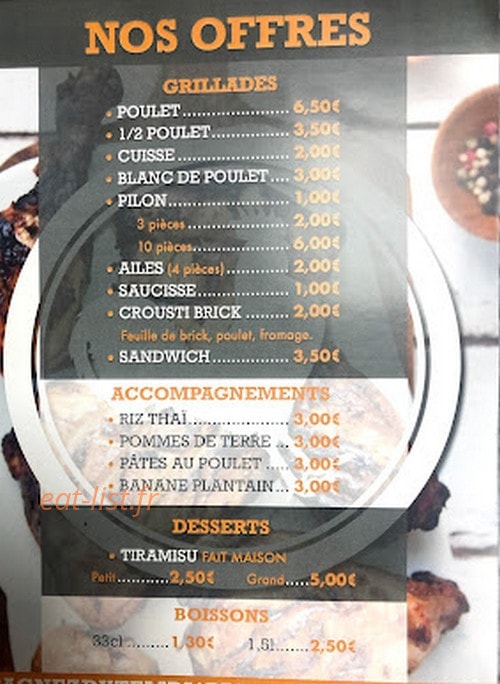 Carte et menu de Crousti Poulet à Saint Maur des Fosses — Les offres