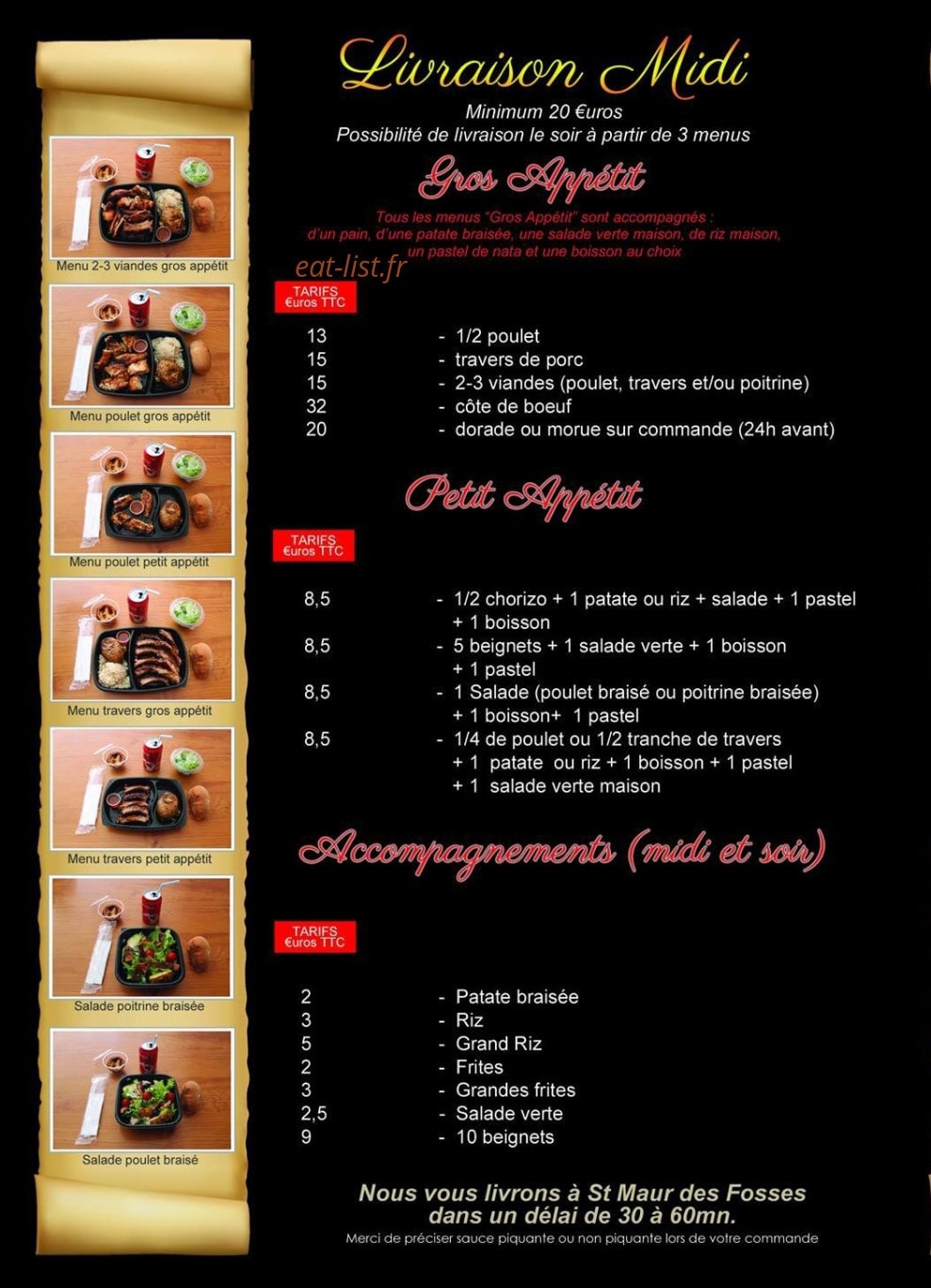 Carte et menu de Janela Churrasqueira à Saint Maur des Fosses — Les plats et accompagnements