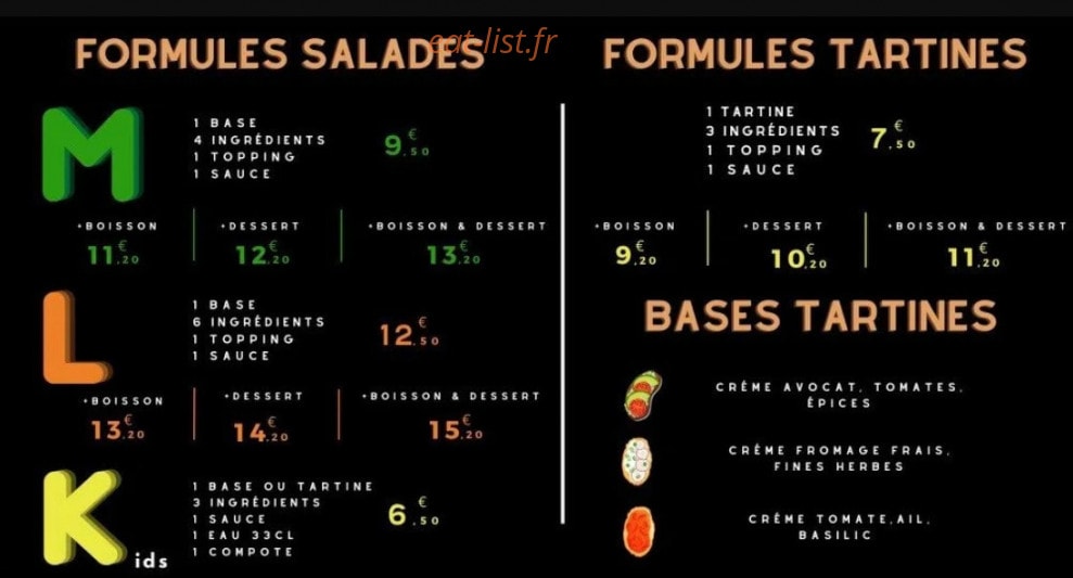 Just'salad — carte page 1